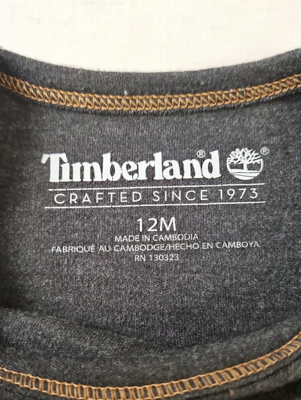 Timberland Charcoal Grey Baby One-Piece, 12M